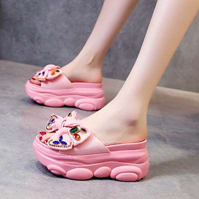 Fashionable Bow-knot Rhinestone platform High-heeled Women’s Shoes, Balanced Heel-RV396