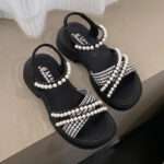 Women's Chanel-style pearl sandals, Balanced Heel – RV720