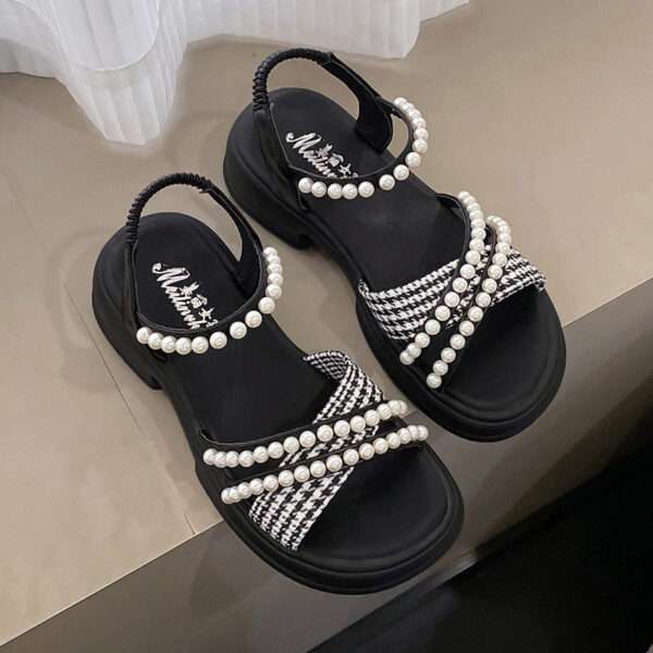 Women's Chanel-style pearl sandals, Balanced Heel – RV720