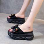 Fashionable Bow-knot Rhinestone platform High-heeled Women’s Shoes, Balanced Heel-RV396 - Image 3