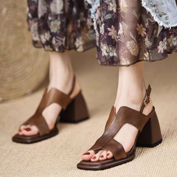 Summer open-toe Roman sandals, new retro-style comfortable, Box Heel – RV1548