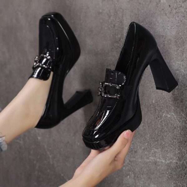 British Style Thick-Soled Low-Mouth Square Toe Chunky Heel for Women, Style Shoes – RV2578