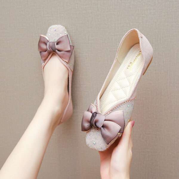 Women's Spring New Korean Style Square Toe Loafers Flat Casual Slip-on Bow, Style Shoes – RV2591