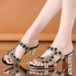 Women’s Fashionable Chunky Heel Rhinestone Hollow Out Casual Sandals, Box Heel – RV1474 - Image 2