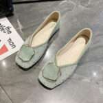 French-style women's spring green soft-soled square-toe, Style Shoes – RV2592 - Image 2