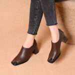 Women’s Retro Square Toe Deep Mouth Single Shoes, Style Shoes – RV2597 - Image 2