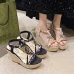 Open-toe Color-Blocked Woven Sandals For Women, Balanced Heel – RV710 - Image 3