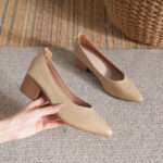 Chunky Heel, Pointed Toe, Women's Mid-Heel, Style Shoes – RV2576