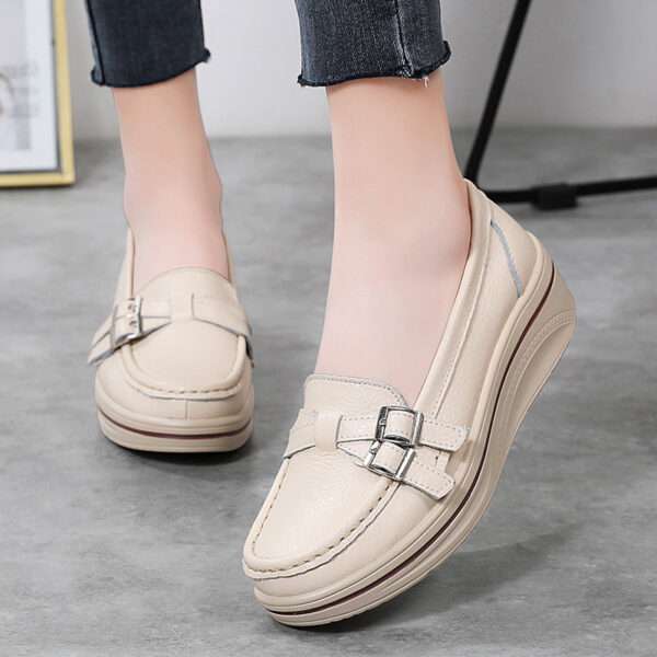 New cross-border genuine leather hollow-out thick-soled platform Women shoes, Canvas & Loafer – DS140
