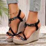 Women's platform woven hemp rope, bohemian style high heels, Balanced Heel – RV709 - Image 2