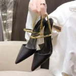 Gentle evening breeze mid-heel pointed-toe sandals for women, Pencil Heel – RV1518