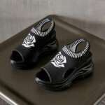 Summer Fly-knit Mesh Breathable Peep Toe Elastic Slip-On Lightweight Sandals Balanced Heel – RV723 - Image 2