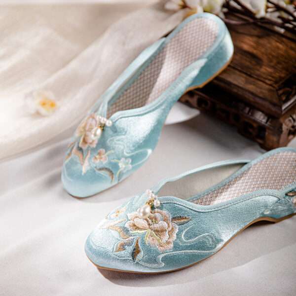 Traditional Chinese Style Tea Ceremony Cheongsam Slippers, Balanced Heel – RV735