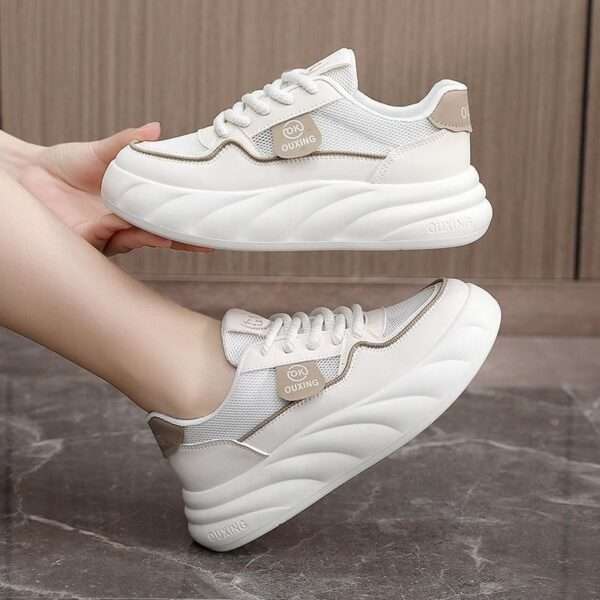 Breathable, premium-feeling soft-soled white sneakers for women, Sneaker & Kades – WR202