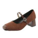 Women's fashionable shallow mouth chunky heel single strap shoes, Style Shoes – RV2580 - Image 3