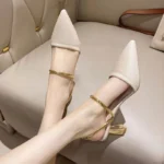 Gentle evening breeze mid-heel pointed-toe sandals for women, Pencil Heel – RV1518 - Image 3