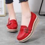 New cross-border genuine leather hollow-out thick-soled platform Women shoes, Canvas & Loafer – DS140 - Image 3