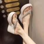 Women’s Korean style rhinestone high-heeled soft-soled flip-flops, Balanced Heel – RV711 - Image 2