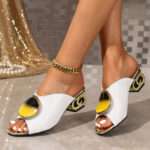 color-blocked rhinestone mid-heel sandals for women, Box Heel – RV1545 - Image 2