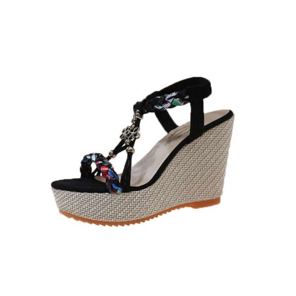 Open-toe Color-Blocked Woven Sandals For Women, Balanced Heel – RV710