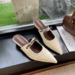 French-style closed-toe metal wedge heel semi-slippers for women, Style Shoes – RV2554 - Image 4