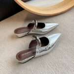 French-style closed-toe metal wedge heel semi-slippers for women, Style Shoes – RV2554 - Image 2