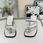 Chinese Style Thong Fashion Crystal Sandals For Women, Box Heel – RV1514