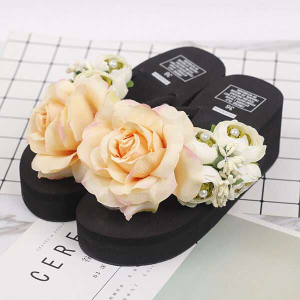 Flower Flip-Flops Women's summer Beach Shoes, Balanced Heel – RV715