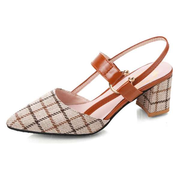 Women’s Pointed Toe Strapless Roman Sandals Low Mouth Chunky Heel High Heels, Box Heel – RV1477