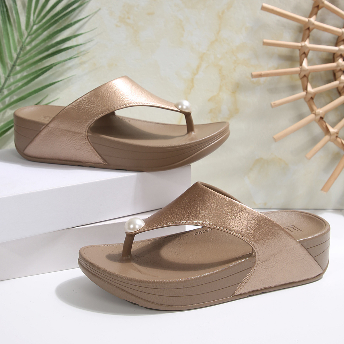 sku-1-Yellow Women's Cross-Border Wedge Flip-Flops Sandal & Slipper – RV30105 - Image 1